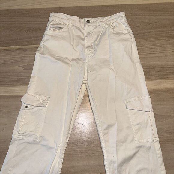 Sanctuary Standard Surplus White Straight Leg Cargo Pocket Pants Women's 26 - Picture 2 of 8